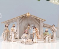 Silent Night Nativity Set and Stable Scene - Ivory