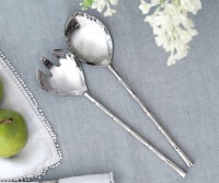 Silver Bamboo Salad Servers
