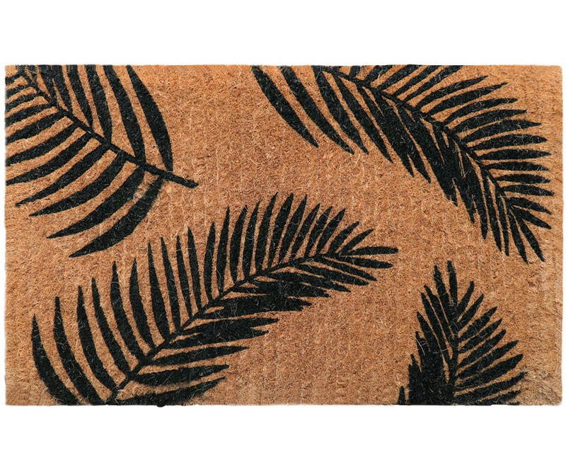 Slimline Havana Black Palm Leaf Doormat - PVC Backed