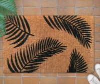Slimline Havana Black Palm Leaf Doormat - PVC Backed