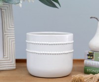Como Beaded White Planter Pot - Small