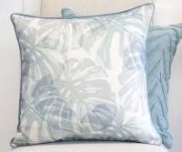Blue Lagoon Tropical Leaf Cushion