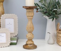 Hawkins Carved Wooden Candlestick 36cm
