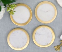 Set 4 Marriott Marble & Brass Coasters