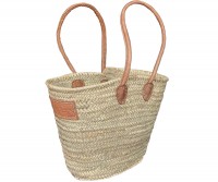 Small French Market Basket - Tan Leather Handles