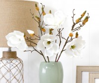 Set 2 Dominique White Magnolia Stems