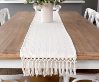 Ivory Tassels Table Runner - Extra Long