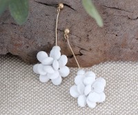 Sadie White Flower Drop Earrings