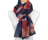 Affinity Navy Scarf with Red Feathers