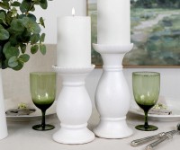 Short Southall White Ceramic Candle Holder