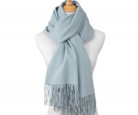 York Cashmere Blend Fringed Scarf - Powder Blue