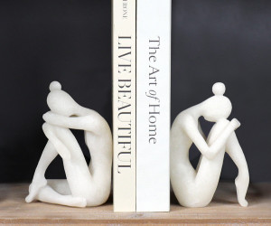 Set 2 Muse Marble Composite Bookends