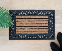 Albany Ribbed Coir & Rubber Doormat with Scroll Border 60x40cm