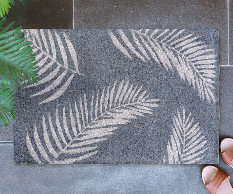 Havana Grey Palm Leaf Doormat Regular - 100% Coir