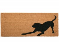 Long Playful Dog Doormat - PVC Backed