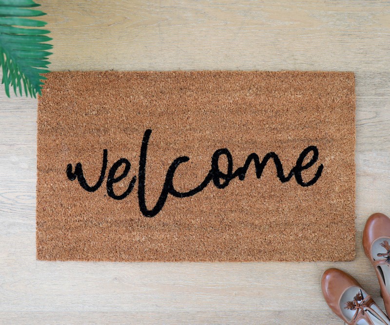 Welcome Script Regular Doormat PVC Backed