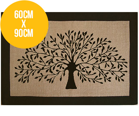 Tree of Life Black Jute Mat