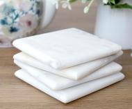 Cora Marble Coasters - Set 4 Square White Marble Coasters