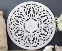 Marbella Round Carved White Wall Decor