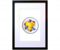 A3 Lemons in Blue & White Bowl Framed Print