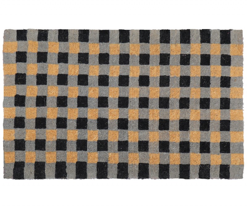 Black Gingham Doormat - Regular