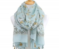 Morning Mist Aqua Floral Scarf