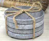 Black Marble Coasters - Round