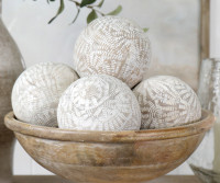 Darius Whitewash Wood Deco Ball - Large