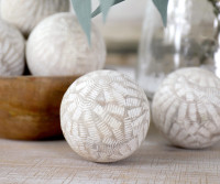 Darius Whitewash Wood Deco Ball - Small