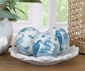 Montclair Aqua Blue Parrots Ceramic Ball - 10cm