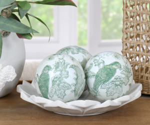Montclair Green Parrots Ceramic Ball - 10cm