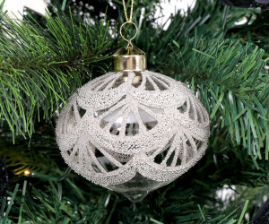 Champagne Lace Onion Christmas Bauble