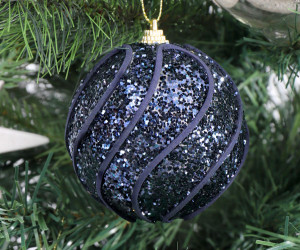 Midnight Blue Glitter Tree Bauble
