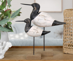 Set 2 Black Oystercatcher Birds on Stands