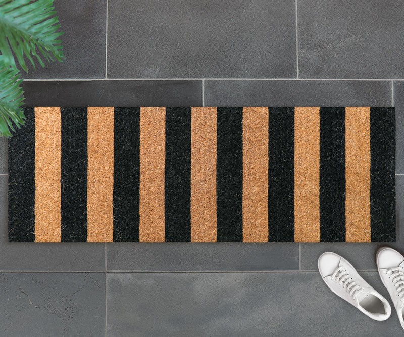 Black Stripes Long Doormat - PVC Backed