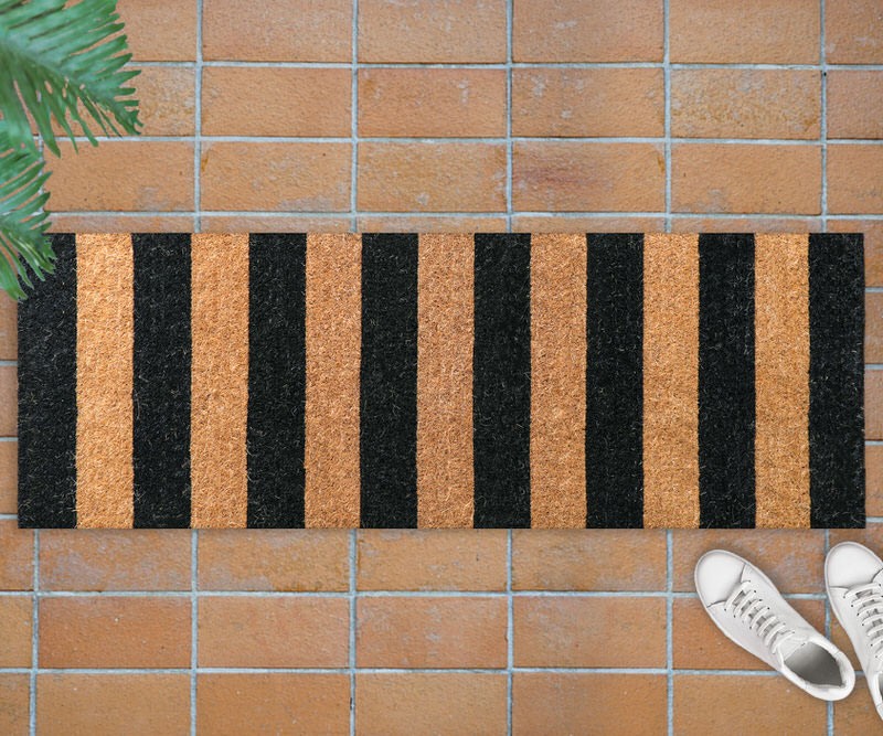Black Stripes Long Doormat - PVC Backed