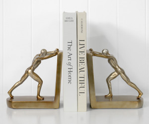 Set 2 Atlas Gold Bookends