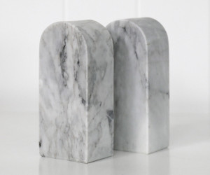 Set 2 Grey Marble Arch Book Ends