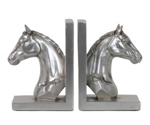Set 2 Chevalier Silver Horse Bookends