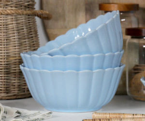 Small Cornflower Blue Fluted Serving Bowl