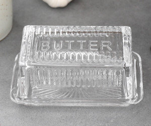 Hemmingway Vintage Glass Butter Dish