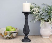 Tall Taylor Black Fluted Candlestick