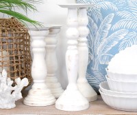 Tall Bramford White Wood Candlestick