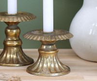 Elessa Gold Fluted Candlestick - Short