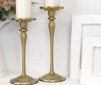Chateau Gold Fluted Candlestick - Tall
