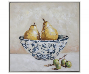 Roslin Pears Blue & White Bowl Canvas Painting