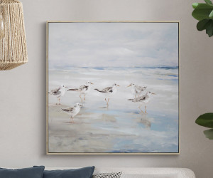 Lagoon Seabirds Canvas Painting