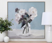 Audrey White Peony I Framed Canvas Painting