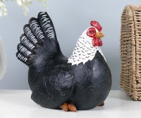 Beatrice Fantail Black Hen - Sitting Chicken