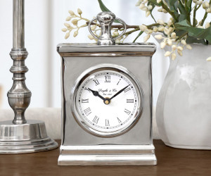 Classic Silver Mantel Clock - Carriage Clock Style